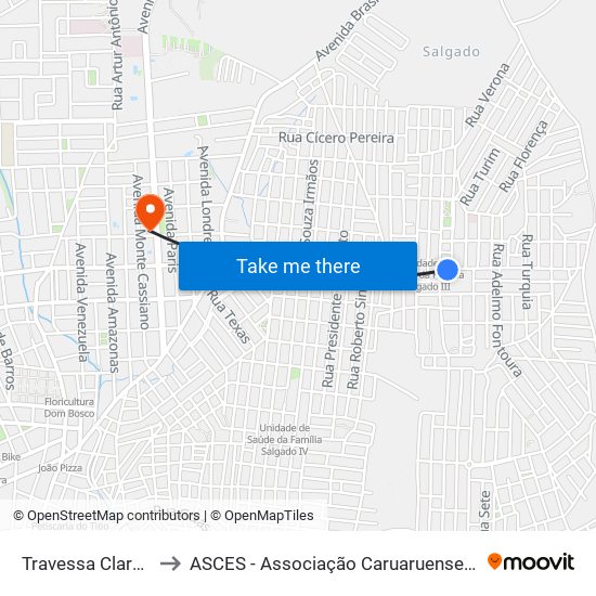 Travessa Clara Nunes, 3 to ASCES - Associação Caruaruense de Ensino Superior map