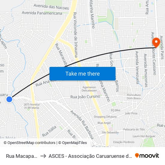 Rua Macaparana, 28 to ASCES - Associação Caruaruense de Ensino Superior map