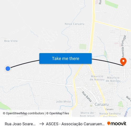 Rua Joao Soares De Lira, 167 to ASCES - Associação Caruaruense de Ensino Superior map