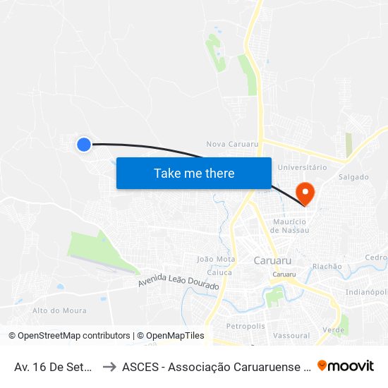 Av. 16 De Setembro, 09 to ASCES - Associação Caruaruense de Ensino Superior map