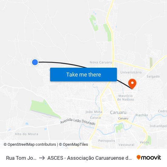 Rua Tom Jobim,04 to ASCES - Associação Caruaruense de Ensino Superior map