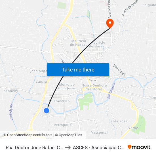 Rua Doutor José Rafael Cavalcante | Prefeitura De Caruaru to ASCES - Associação Caruaruense de Ensino Superior map