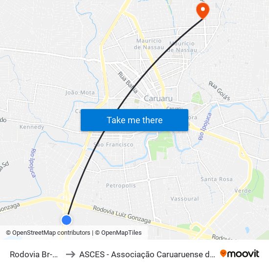 Rodovia Br-104, S/N to ASCES - Associação Caruaruense de Ensino Superior map