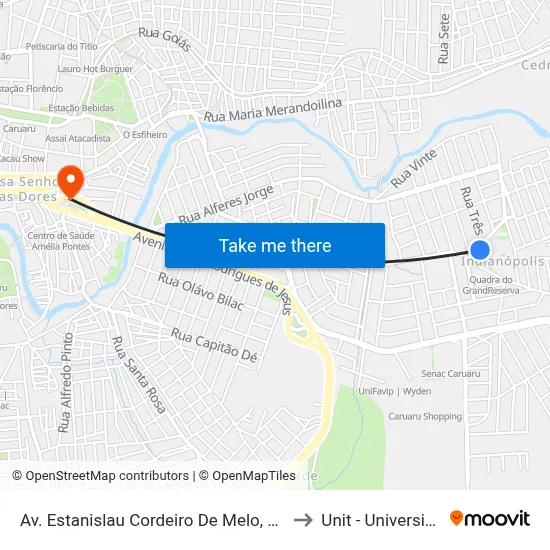 Av. Estanislau Cordeiro De Melo, 65 | Grand Park Condomínio Club to Unit - Universidade Tiradentes map