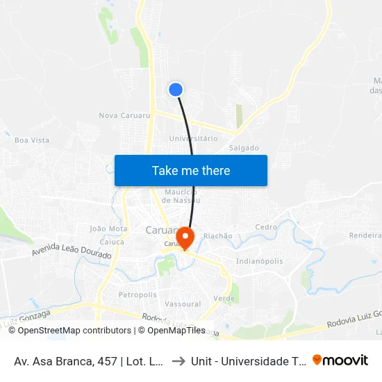 Av. Asa Branca, 457 | Lot. Luiz Gonzaga to Unit - Universidade Tiradentes map