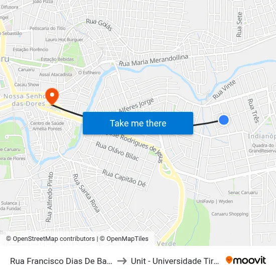 Rua Francisco Dias De Barros 18a to Unit - Universidade Tiradentes map