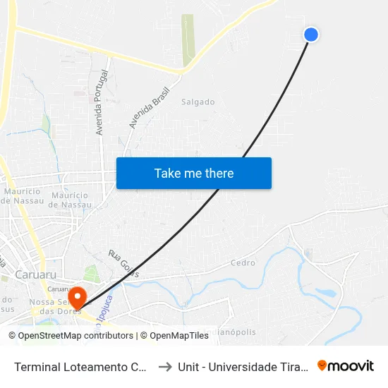 Terminal Loteamento Colorado to Unit - Universidade Tiradentes map