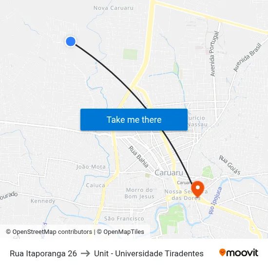 Rua Itaporanga 26 to Unit - Universidade Tiradentes map