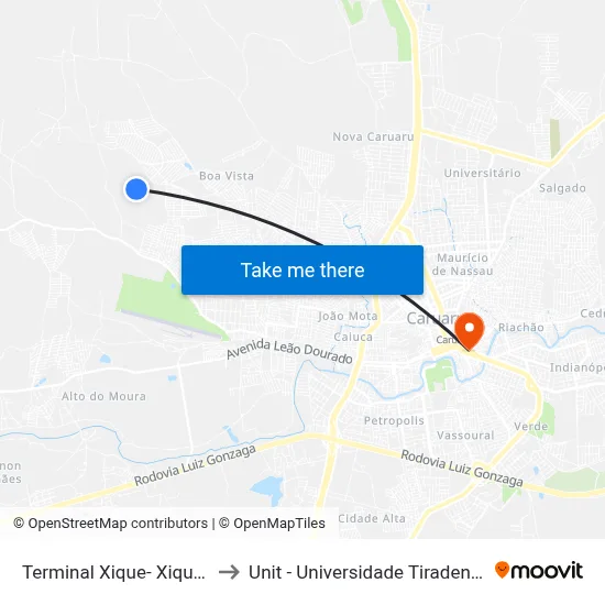 Terminal Xique- Xique 3 to Unit - Universidade Tiradentes map