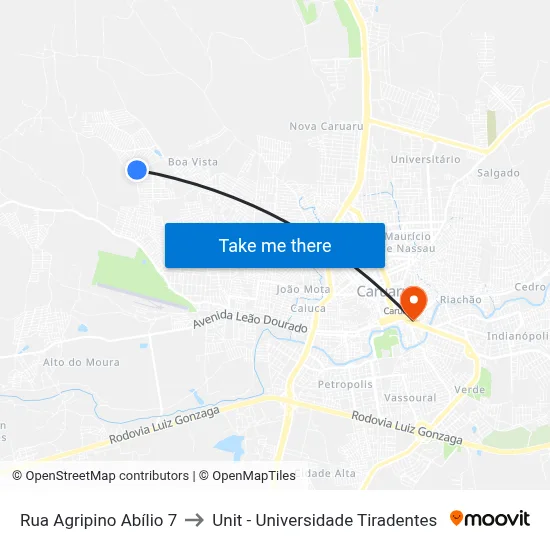 Rua Agripino Abílio 7 to Unit - Universidade Tiradentes map