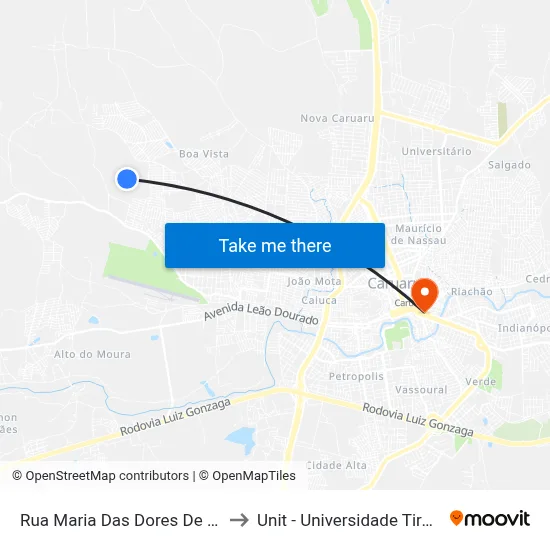 Rua Maria Das Dores De Brito 11 to Unit - Universidade Tiradentes map