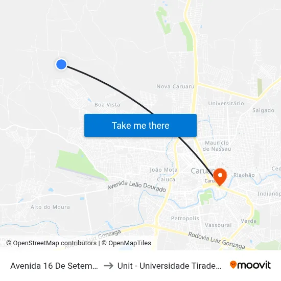 Avenida 16 De Setembro to Unit - Universidade Tiradentes map
