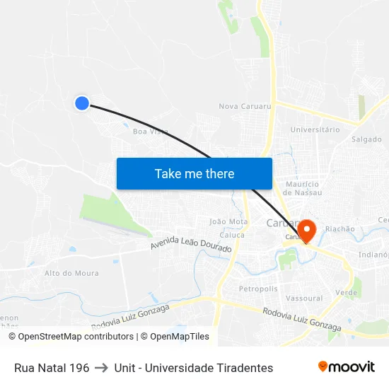 Rua Natal 196 to Unit - Universidade Tiradentes map