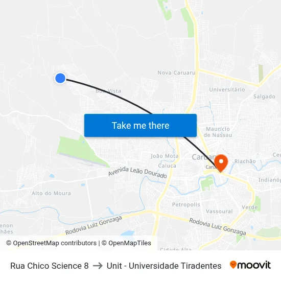 Rua Chico Science 8 to Unit - Universidade Tiradentes map