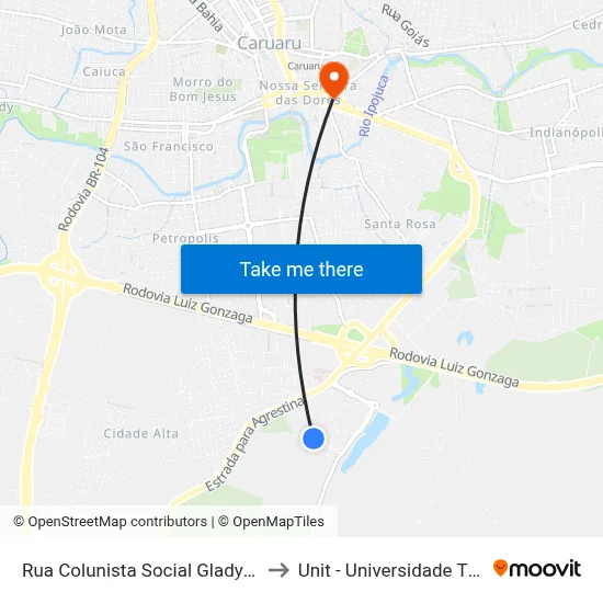 Rua Colunista Social Gladys Cardins 4 to Unit - Universidade Tiradentes map