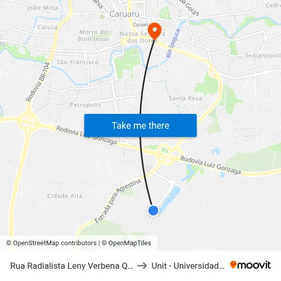 Rua Radialista Leny Verbena Queiroga Barros 201 to Unit - Universidade Tiradentes map