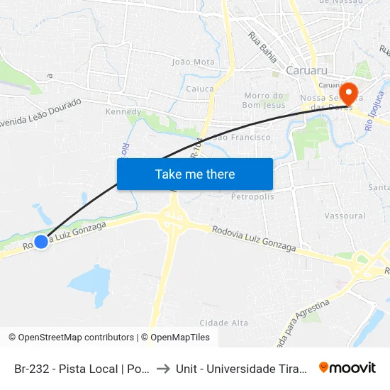 Br-232 - Pista Local | Posto Br to Unit - Universidade Tiradentes map