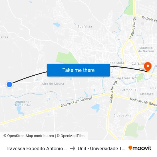 Travessa Expedito Antônio Da Silva 38 to Unit - Universidade Tiradentes map