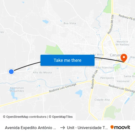 Avenida Expedito Antônio Da Silva 136 to Unit - Universidade Tiradentes map