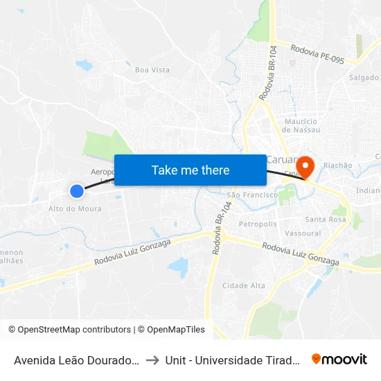 Avenida Leão Dourado 615 to Unit - Universidade Tiradentes map
