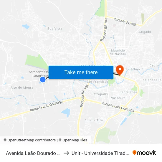 Avenida Leão Dourado 3119 to Unit - Universidade Tiradentes map