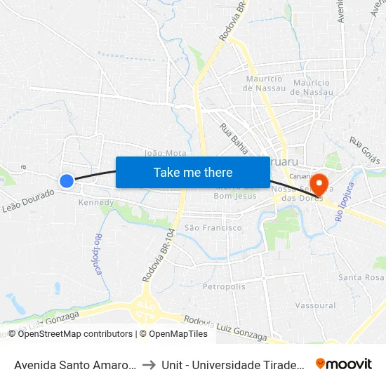 Avenida Santo Amaro 89 to Unit - Universidade Tiradentes map