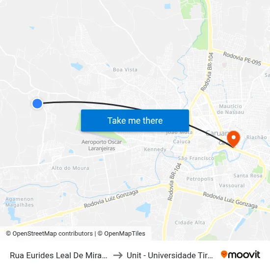 Rua Eurides Leal De Miranda 515 to Unit - Universidade Tiradentes map