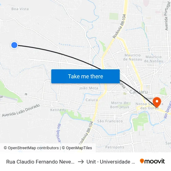 Rua Claudio Fernando Neves Soares 227 to Unit - Universidade Tiradentes map
