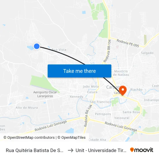 Rua Quitéria Batista De Souza 680 to Unit - Universidade Tiradentes map