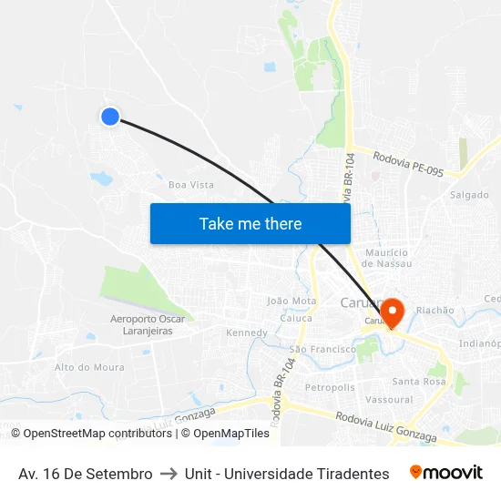 Av. 16 De Setembro to Unit - Universidade Tiradentes map