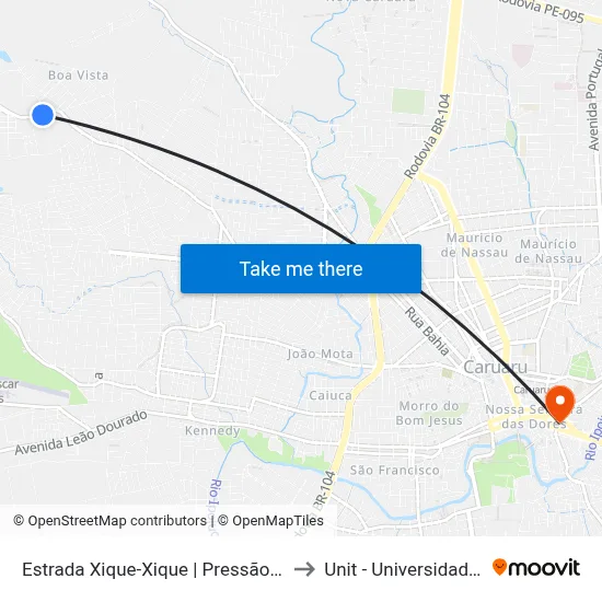 Estrada Xique-Xique | Pressão Total Home Center to Unit - Universidade Tiradentes map