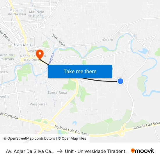Av. Adjar Da Silva Casé to Unit - Universidade Tiradentes map