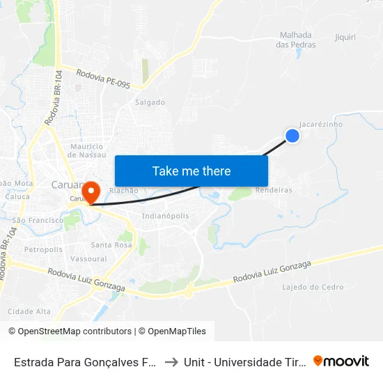 Estrada Para Gonçalves Ferreira 16 to Unit - Universidade Tiradentes map