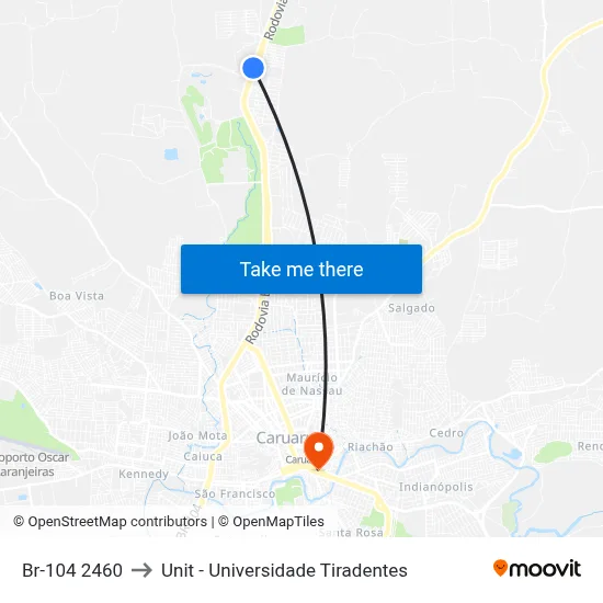 Br-104 2460 to Unit - Universidade Tiradentes map