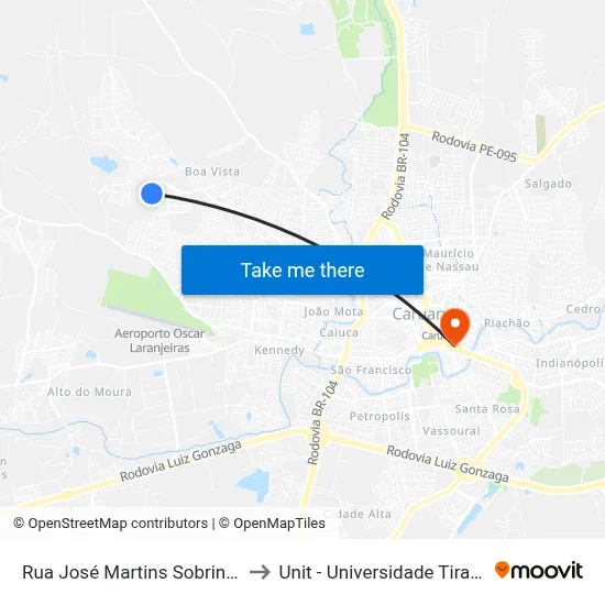 Rua José Martins Sobrinho 380 to Unit - Universidade Tiradentes map
