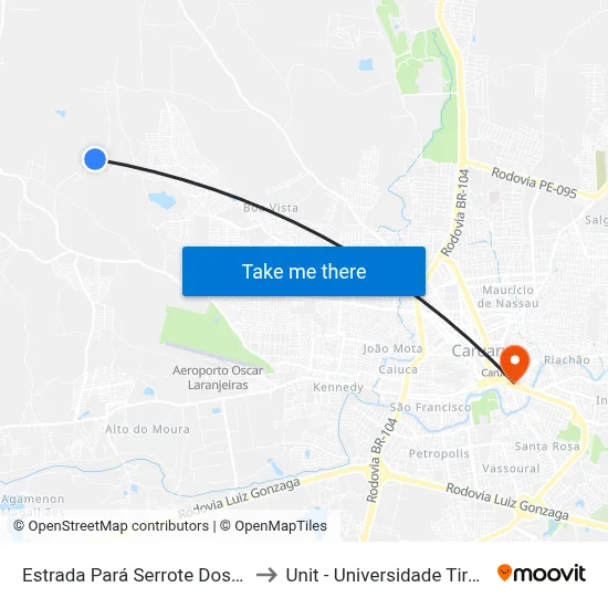 Estrada Pará Serrote Dos Bois 46 to Unit - Universidade Tiradentes map