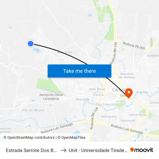 Estrada Serrote Dos Bois 2 to Unit - Universidade Tiradentes map