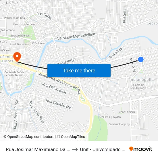 Rua Josimar Maximiano Da Silva, 76-142 to Unit - Universidade Tiradentes map