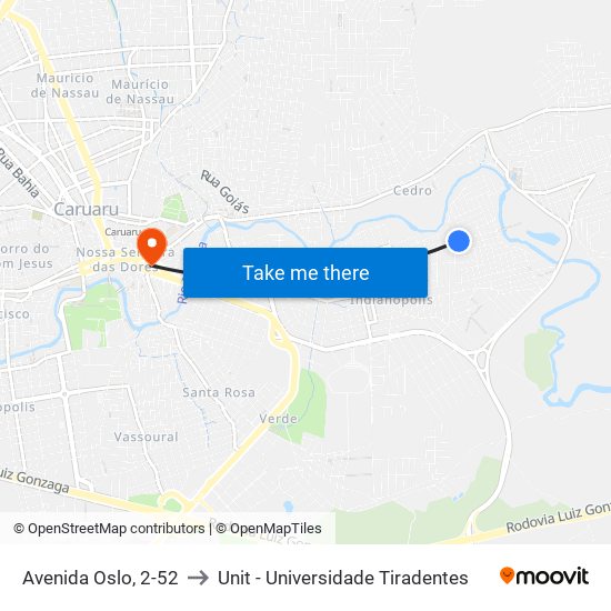 Avenida Oslo, 2-52 to Unit - Universidade Tiradentes map