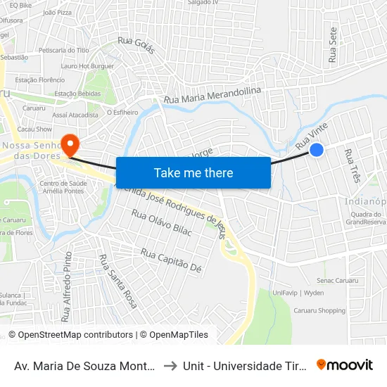 Av. Maria De Souza Monteiro, 165 to Unit - Universidade Tiradentes map