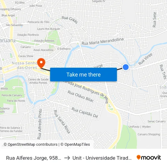 Rua Alferes Jorge, 958-962 to Unit - Universidade Tiradentes map