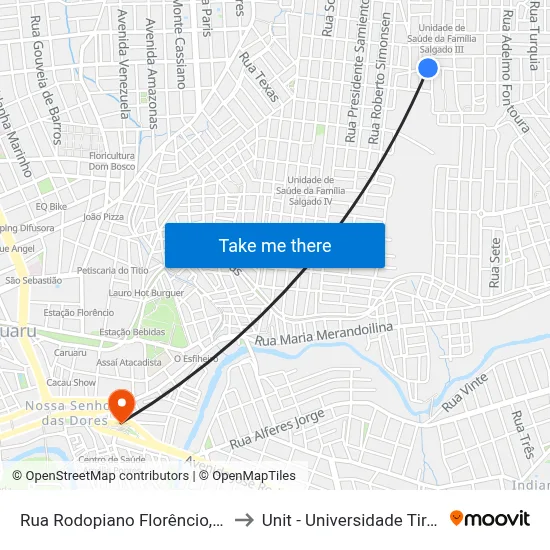 Rua Rodopiano Florêncio, 241-311 to Unit - Universidade Tiradentes map