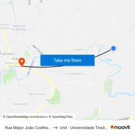 Rua Major João Coelho, 375 to Unit - Universidade Tiradentes map