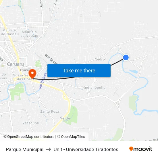Parque Municipal to Unit - Universidade Tiradentes map