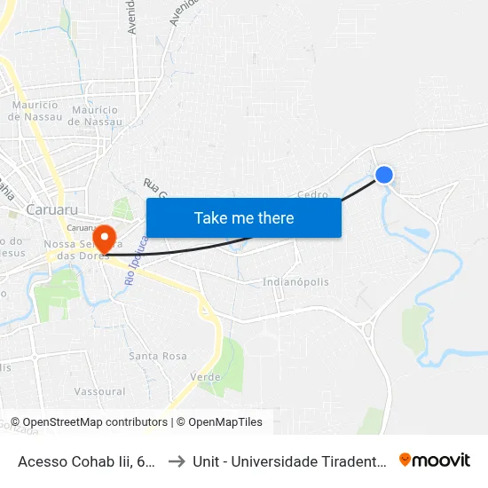 Acesso Cohab Iii, 600 to Unit - Universidade Tiradentes map