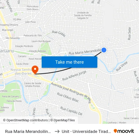Rua Maria Merandoilina, 609 to Unit - Universidade Tiradentes map