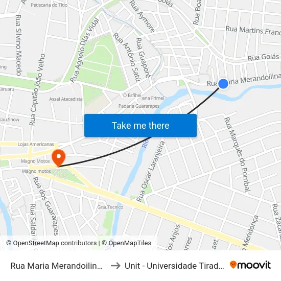 Rua Maria Merandoilina, 126 to Unit - Universidade Tiradentes map