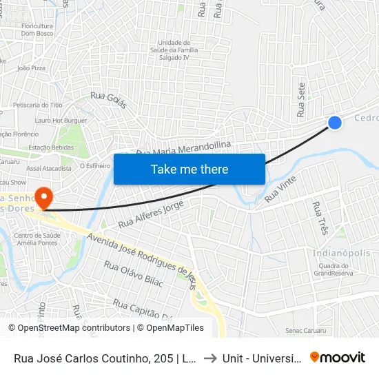 Rua José Carlos Coutinho, 205 | Lc Locação, Turismo E Fretamento to Unit - Universidade Tiradentes map