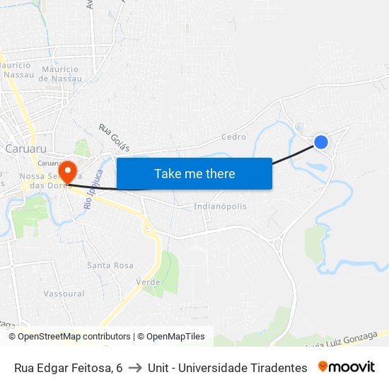 Rua Edgar Feitosa, 6 to Unit - Universidade Tiradentes map