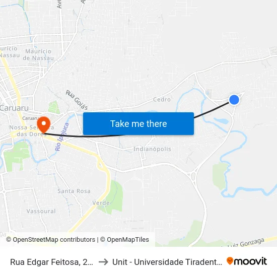 Rua Edgar Feitosa, 206 to Unit - Universidade Tiradentes map